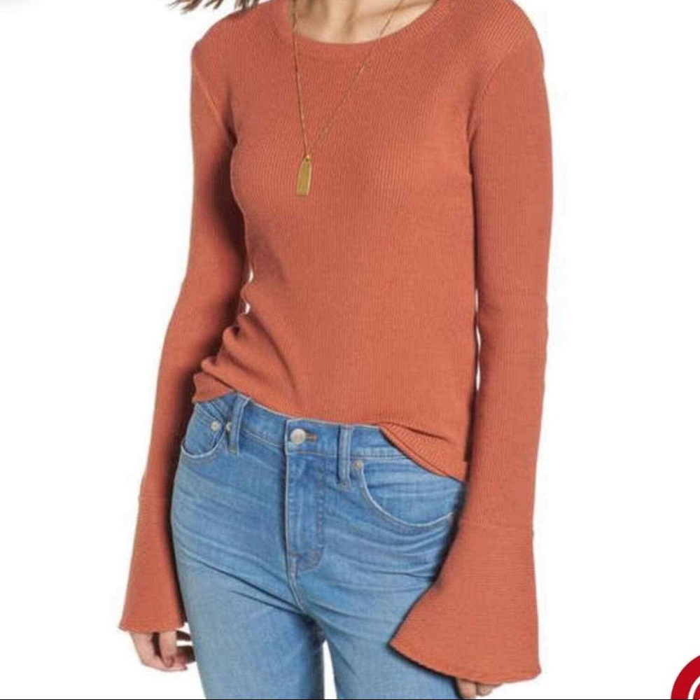 Madewell Ribbed Bell Sleeve Burnt Orange
